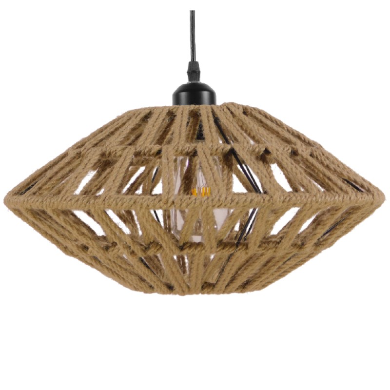 GLOBOSTAR® DOGMA 01187 Boho Κρεμαστό Φωτιστικό Οροφής με Ντουί 1 x E27 AC 220-240V IP20 - Μπεζ - Μ40 x Π40 x Υ20cm