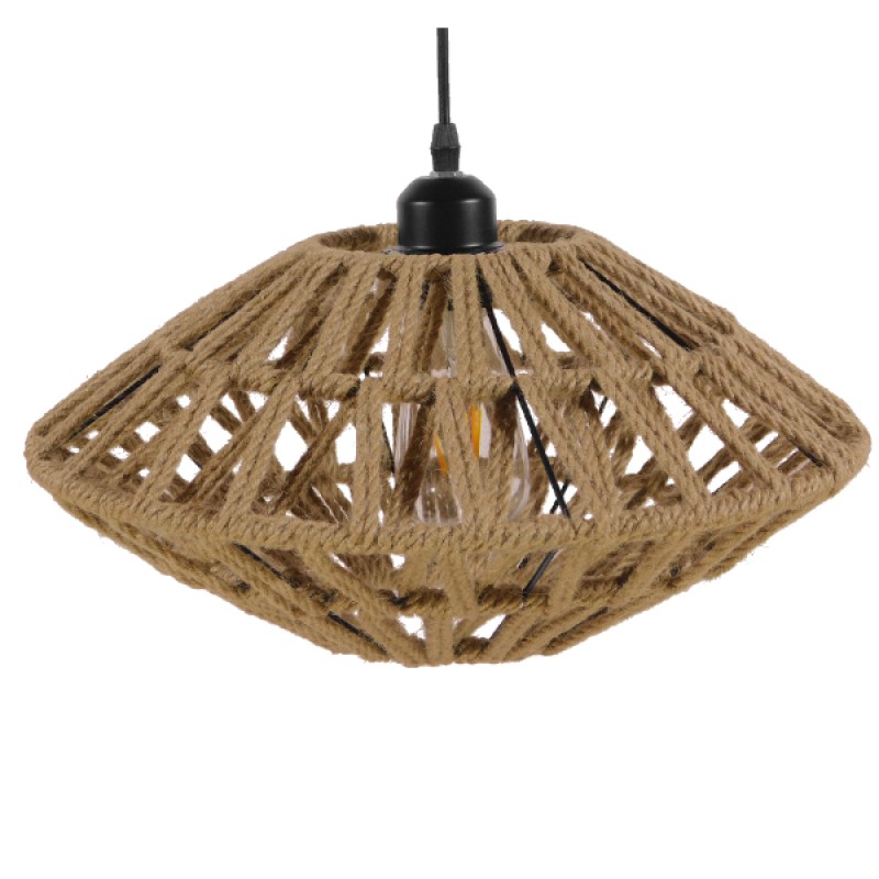 GLOBOSTAR® DOGMA 01187 Boho Κρεμαστό Φωτιστικό Οροφής με Ντουί 1 x E27 AC 220-240V IP20 - Μπεζ - Μ40 x Π40 x Υ20cm