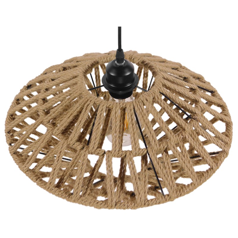 GLOBOSTAR® DOGMA 01187 Boho Κρεμαστό Φωτιστικό Οροφής με Ντουί 1 x E27 AC 220-240V IP20 - Μπεζ - Μ40 x Π40 x Υ20cm