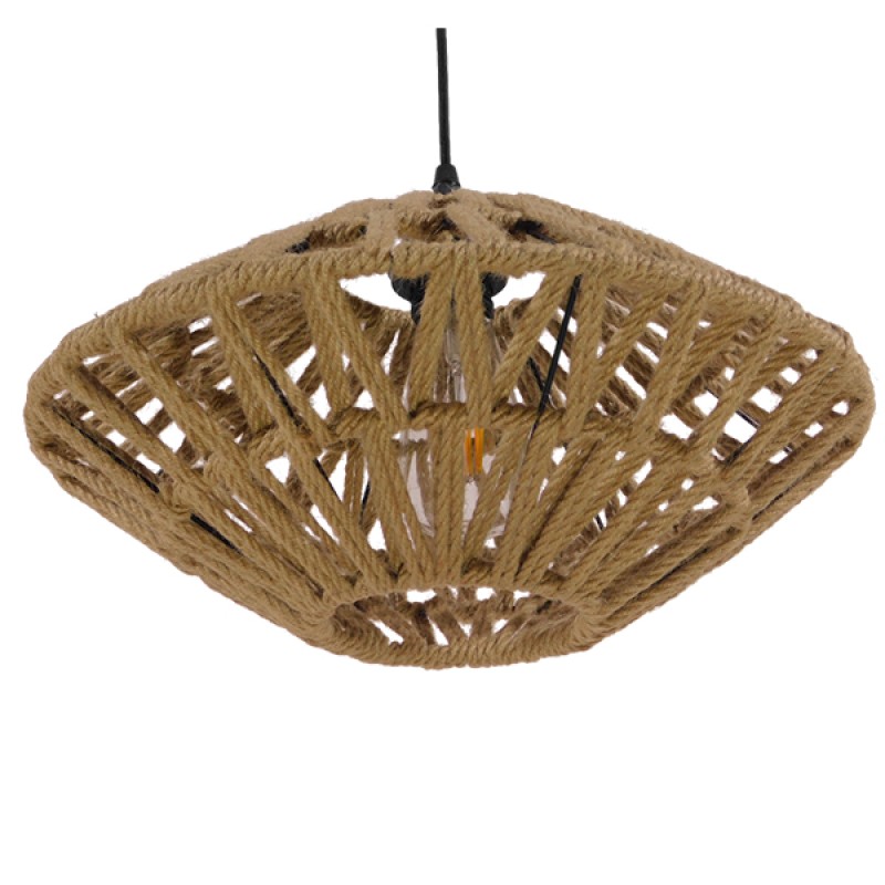 GLOBOSTAR® DOGMA 01187 Boho Κρεμαστό Φωτιστικό Οροφής με Ντουί 1 x E27 AC 220-240V IP20 - Μπεζ - Μ40 x Π40 x Υ20cm