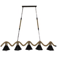 GLOBOSTAR® TYMEN 01190 Vintage Κρεμαστό Φωτιστικό Οροφής με Ντουί 5 x E27 AC 220-240V IP20 - Μαύρο & Μπεζ - Μ150 x Π22 x Υ23cm
