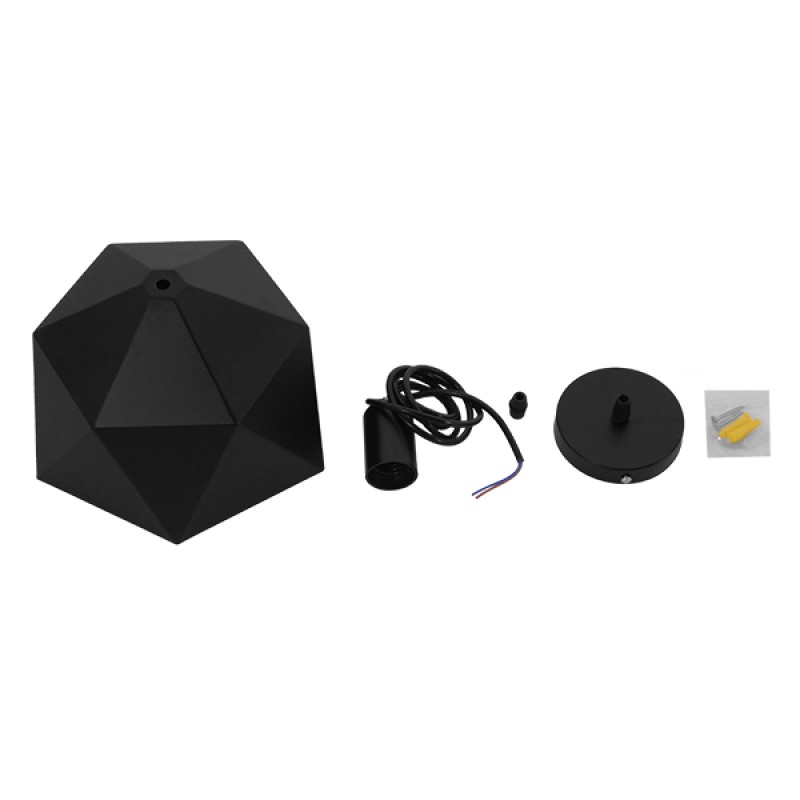 GLOBOSTAR® HEXAGON 01194 Μοντέρνο Κρεμαστό Φωτιστικό Οροφής με Ντουί 1 x E27 AC 220-240V IP20 - Μαύρο & Χρυσό - Μ25 x Π25 x Υ15cm
