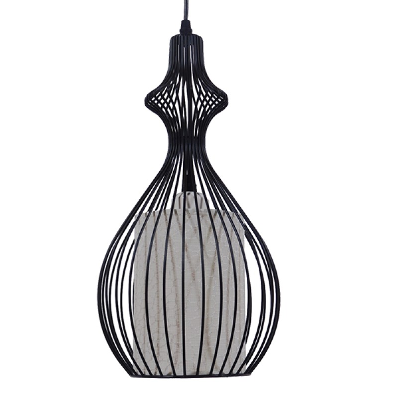 GLOBOSTAR® REA 01197 Μοντέρνο Κρεμαστό Φωτιστικό Οροφής με Ντουί 1 x E27 AC 220-240V IP20 - Μαύρο & Λευκό - Μ21 x Π21 x Υ40cm