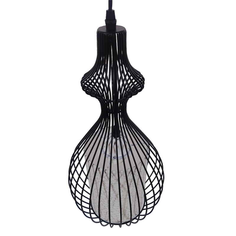 GLOBOSTAR® REA 01197 Μοντέρνο Κρεμαστό Φωτιστικό Οροφής με Ντουί 1 x E27 AC 220-240V IP20 - Μαύρο & Λευκό - Μ21 x Π21 x Υ40cm
