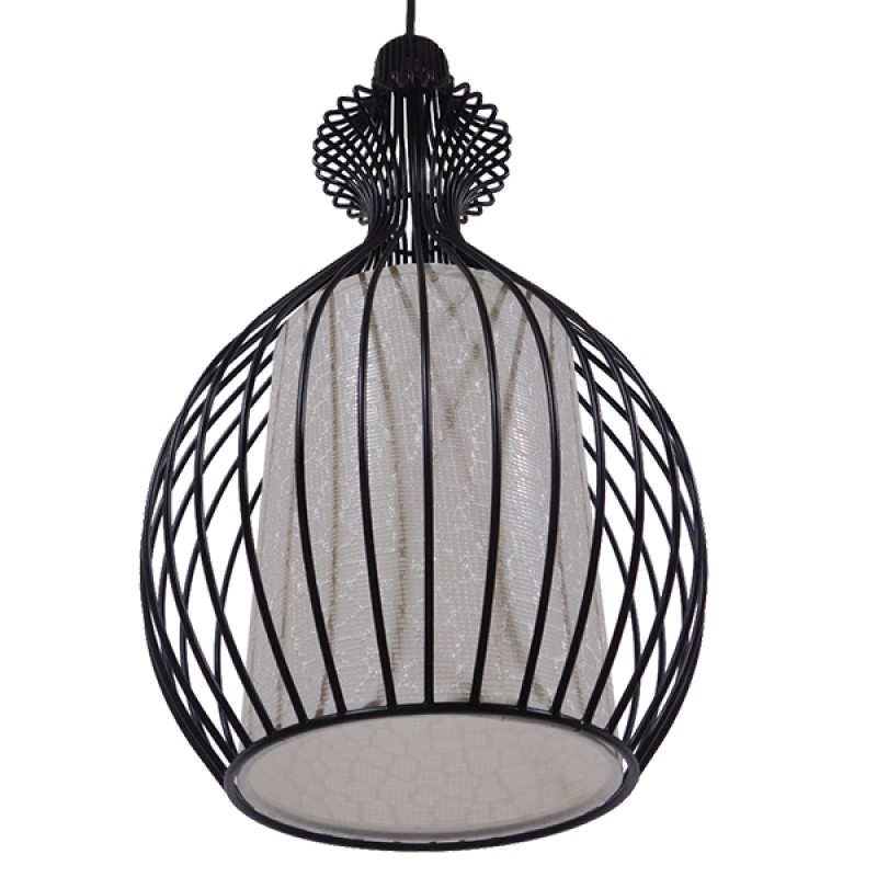 GLOBOSTAR® REA 01197 Μοντέρνο Κρεμαστό Φωτιστικό Οροφής με Ντουί 1 x E27 AC 220-240V IP20 - Μαύρο & Λευκό - Μ21 x Π21 x Υ40cm