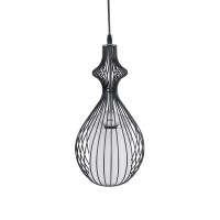 GLOBOSTAR® REA 01197 Μοντέρνο Κρεμαστό Φωτιστικό Οροφής με Ντουί 1 x E27 AC 220-240V IP20 - Μαύρο & Λευκό - Μ21 x Π21 x Υ40cm