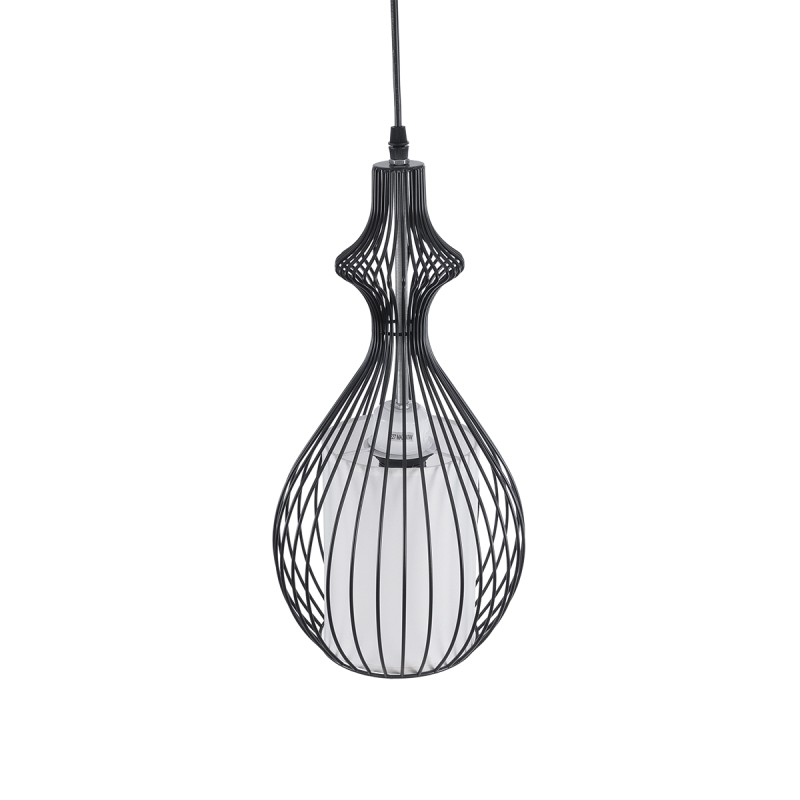 GLOBOSTAR® REA 01197 Μοντέρνο Κρεμαστό Φωτιστικό Οροφής με Ντουί 1 x E27 AC 220-240V IP20 - Μαύρο & Λευκό - Μ21 x Π21 x Υ40cm