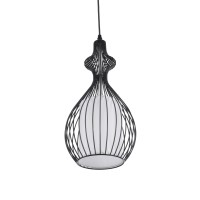 GLOBOSTAR® REA 01197 Μοντέρνο Κρεμαστό Φωτιστικό Οροφής με Ντουί 1 x E27 AC 220-240V IP20 - Μαύρο & Λευκό - Μ21 x Π21 x Υ40cm