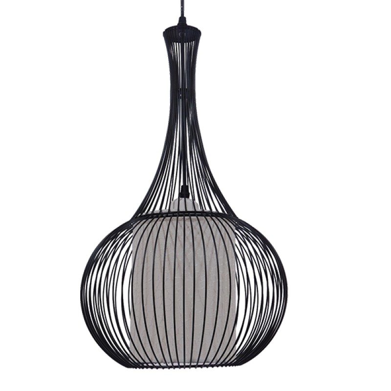 GLOBOSTAR® LILY 01198 Μοντέρνο Κρεμαστό Φωτιστικό Οροφής με Ντουί 1 x E27 AC 220-240V IP20 - Μαύρο & Λευκό - Μ30 x Π30 x Υ50cm