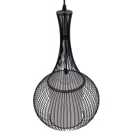 GLOBOSTAR® LILY 01198 Μοντέρνο Κρεμαστό Φωτιστικό Οροφής με Ντουί 1 x E27 AC 220-240V IP20 - Μαύρο & Λευκό - Μ30 x Π30 x Υ50cm