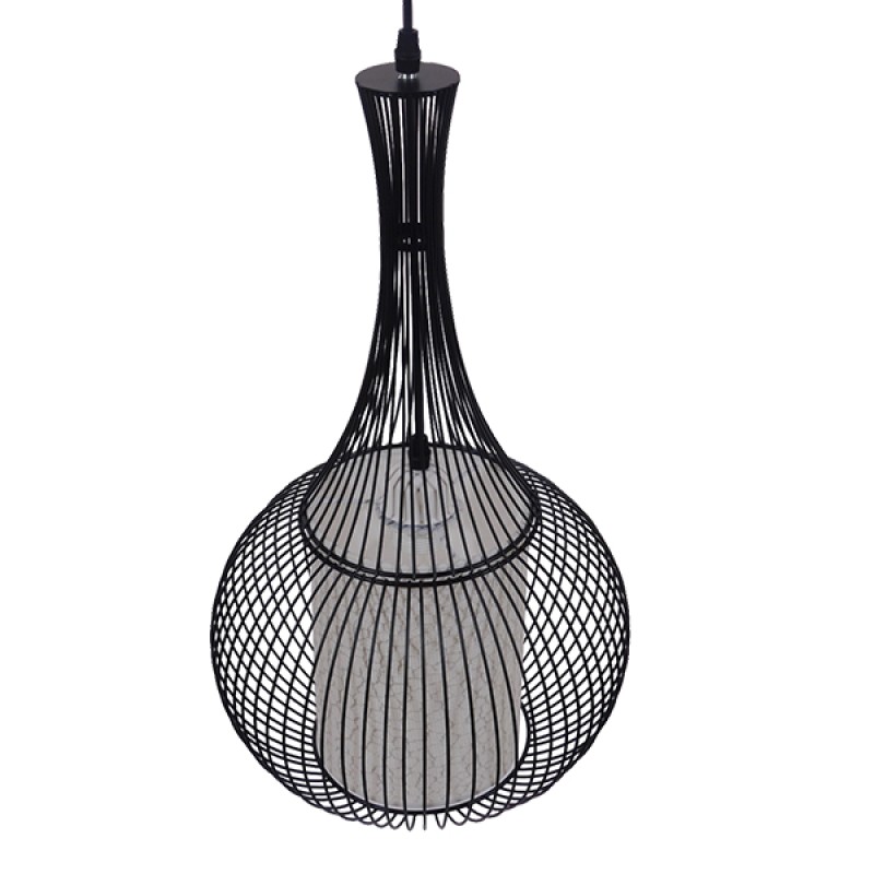 GLOBOSTAR® LILY 01198 Μοντέρνο Κρεμαστό Φωτιστικό Οροφής με Ντουί 1 x E27 AC 220-240V IP20 - Μαύρο & Λευκό - Μ30 x Π30 x Υ50cm