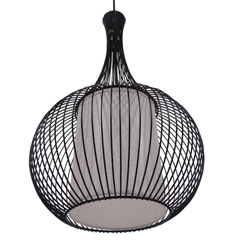 GLOBOSTAR® LILY 01198 Μοντέρνο Κρεμαστό Φωτιστικό Οροφής με Ντουί 1 x E27 AC 220-240V IP20 - Μαύρο & Λευκό - Μ30 x Π30 x Υ50cm