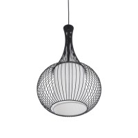 GLOBOSTAR® LILY 01198 Μοντέρνο Κρεμαστό Φωτιστικό Οροφής με Ντουί 1 x E27 AC 220-240V IP20 - Μαύρο & Λευκό - Μ30 x Π30 x Υ50cm