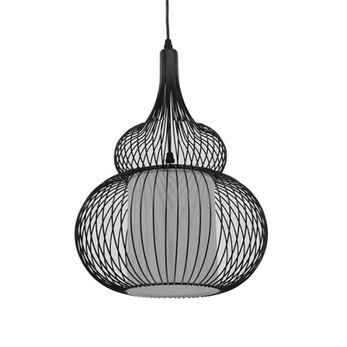 GLOBOSTAR® LILY 01199 Μοντέρνο Κρεμαστό Φωτιστικό Οροφής με Ντουί 1 x E27 AC 220-240V IP20 - Μαύρο & Λευκό - Μ31 x Π31 x Υ42cm