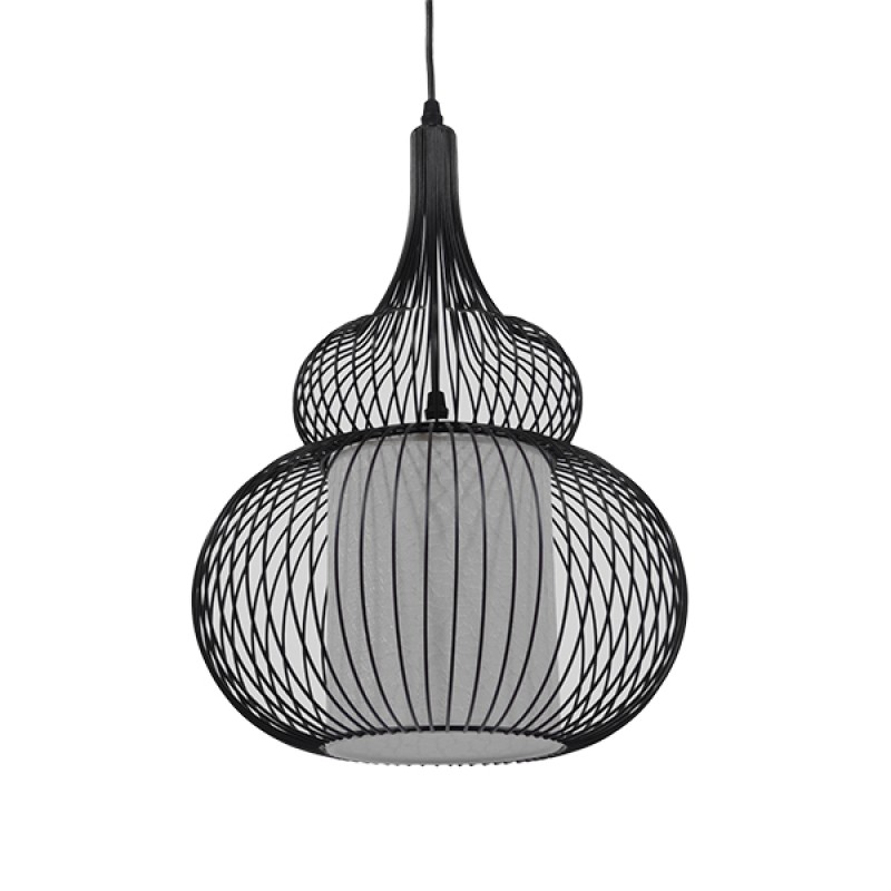 GLOBOSTAR® LILY 01199 Μοντέρνο Κρεμαστό Φωτιστικό Οροφής με Ντουί 1 x E27 AC 220-240V IP20 - Μαύρο & Λευκό - Μ31 x Π31 x Υ42cm