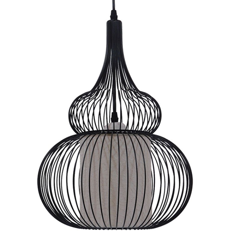 GLOBOSTAR® LILY 01199 Μοντέρνο Κρεμαστό Φωτιστικό Οροφής με Ντουί 1 x E27 AC 220-240V IP20 - Μαύρο & Λευκό - Μ31 x Π31 x Υ42cm