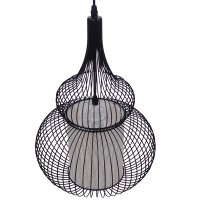 GLOBOSTAR® LILY 01199 Μοντέρνο Κρεμαστό Φωτιστικό Οροφής με Ντουί 1 x E27 AC 220-240V IP20 - Μαύρο & Λευκό - Μ31 x Π31 x Υ42cm