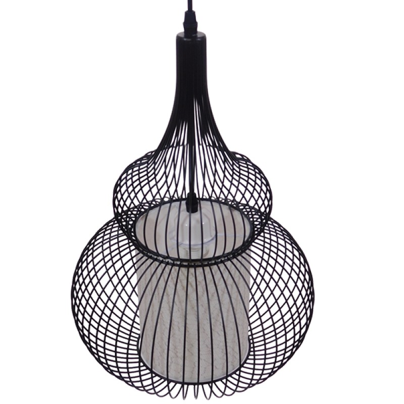 GLOBOSTAR® LILY 01199 Μοντέρνο Κρεμαστό Φωτιστικό Οροφής με Ντουί 1 x E27 AC 220-240V IP20 - Μαύρο & Λευκό - Μ31 x Π31 x Υ42cm