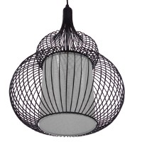 GLOBOSTAR® LILY 01199 Μοντέρνο Κρεμαστό Φωτιστικό Οροφής με Ντουί 1 x E27 AC 220-240V IP20 - Μαύρο & Λευκό - Μ31 x Π31 x Υ42cm