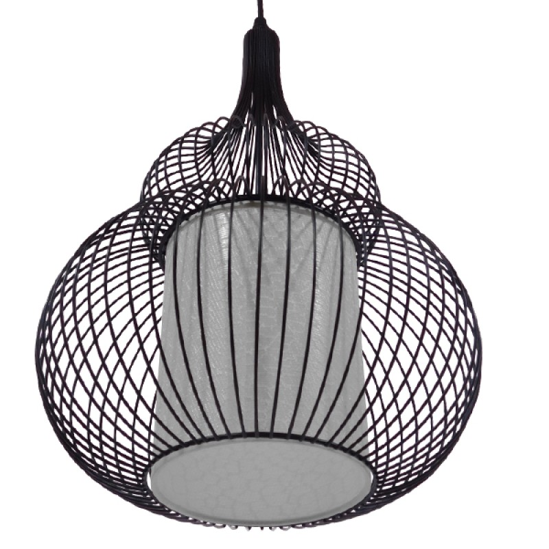GLOBOSTAR® LILY 01199 Μοντέρνο Κρεμαστό Φωτιστικό Οροφής με Ντουί 1 x E27 AC 220-240V IP20 - Μαύρο & Λευκό - Μ31 x Π31 x Υ42cm