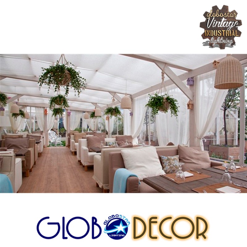 GLOBOSTAR® BAHAMAS 01202 Boho Κρεμαστό Φωτιστικό Οροφής με Ντουί 1 x E27 AC 220-240V IP20 - Μπεζ - Μ30 x Π30 x Υ40cm