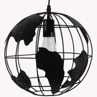 GLOBOSTAR® EARTH 01205 Vintage Κρεμαστό Φωτιστικό Οροφής με Ντουί 1 x E27 AC 220-240V IP20 - Μαύρο - Μ30 x Π30 x Υ30cm