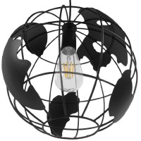 GLOBOSTAR® EARTH 01205 Vintage Κρεμαστό Φωτιστικό Οροφής με Ντουί 1 x E27 AC 220-240V IP20 - Μαύρο - Μ30 x Π30 x Υ30cm