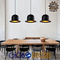 GLOBOSTAR® CHARLO 01214 Vintage Κρεμαστό Φωτιστικό Οροφής με Ντουί 1 x E27 AC 220-240V IP20 - Μαύρο & Χρυσό - Μ26 x Π26 x Υ16cm