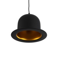 GLOBOSTAR® CHARLO 01214 Vintage Κρεμαστό Φωτιστικό Οροφής με Ντουί 1 x E27 AC 220-240V IP20 - Μαύρο & Χρυσό - Μ26 x Π26 x Υ16cm