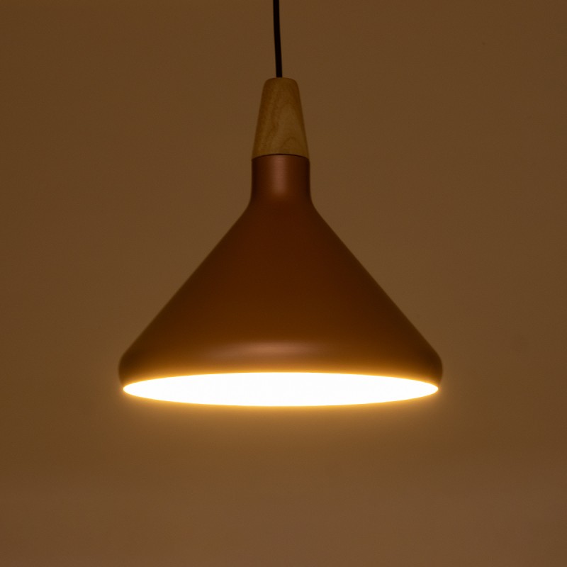 GLOBOSTAR® FERCLA 01224 Μοντέρνο Κρεμαστό Φωτιστικό Οροφής με Ντουί 1 x E27 AC 220-240V IP20 - Χάλκινο & Λευκό - Μ27 x Π27 x Υ25cm