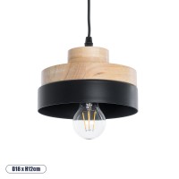 GLOBOSTAR® RUHIEL 01233 Μοντέρνο Κρεμαστό Φωτιστικό Οροφής με Ντουί 1 x E27 AC 220-240V IP20 - Μαύρο & Μπεζ - Μ18 x Π18 x Υ12cm