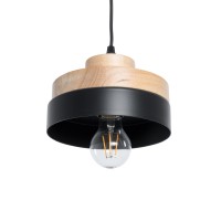 GLOBOSTAR® RUHIEL 01233 Μοντέρνο Κρεμαστό Φωτιστικό Οροφής με Ντουί 1 x E27 AC 220-240V IP20 - Μαύρο & Μπεζ - Μ18 x Π18 x Υ12cm