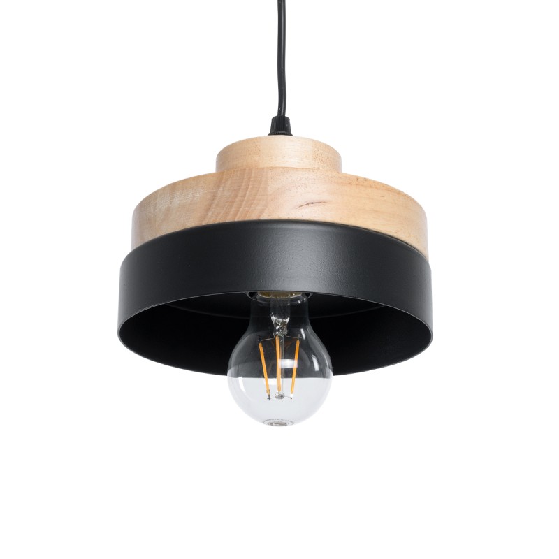GLOBOSTAR® RUHIEL 01233 Μοντέρνο Κρεμαστό Φωτιστικό Οροφής με Ντουί 1 x E27 AC 220-240V IP20 - Μαύρο & Μπεζ - Μ18 x Π18 x Υ12cm