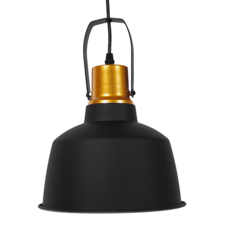 GLOBOSTAR® DEVOTA 01235 Vintage Κρεμαστό Φωτιστικό Οροφής με Ντουί 1 x E27 AC 220-240V IP20 - Μαύρο & Χρυσό - Μ22 x Π22 x Υ30cm