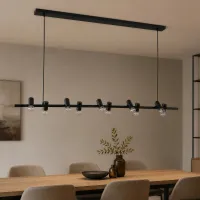GLOBOSTAR® ALFREDA 01242 Μοντέρνο Κρεμαστό Φωτιστικό Οροφής με Ντουί 10 x E27 AC 220-240V IP20 - Μαύρο - Μ140 x Π18 x Υ7cm