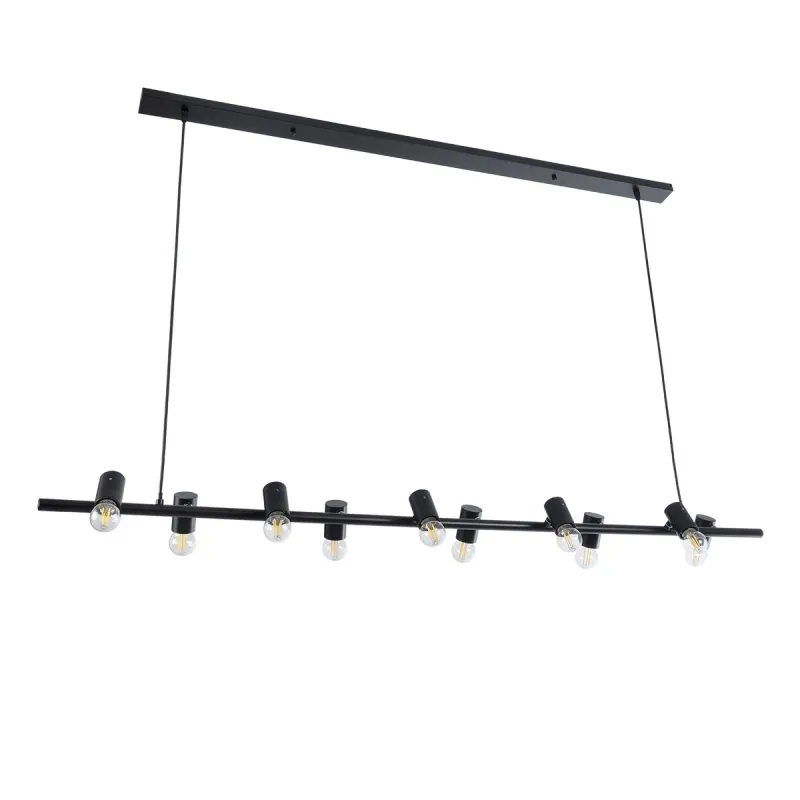 GLOBOSTAR® ALFREDA 01242 Μοντέρνο Κρεμαστό Φωτιστικό Οροφής με Ντουί 10 x E27 AC 220-240V IP20 - Μαύρο - Μ140 x Π18 x Υ7cm