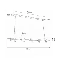 GLOBOSTAR® ALFREDA 01242 Μοντέρνο Κρεμαστό Φωτιστικό Οροφής με Ντουί 10 x E27 AC 220-240V IP20 - Μαύρο - Μ140 x Π18 x Υ7cm