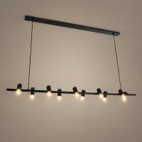 GLOBOSTAR® ALFREDA 01242 Μοντέρνο Κρεμαστό Φωτιστικό Οροφής με Ντουί 10 x E27 AC 220-240V IP20 - Μαύρο - Μ140 x Π18 x Υ7cm