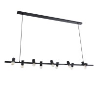 GLOBOSTAR® ALFREDA 01242 Μοντέρνο Κρεμαστό Φωτιστικό Οροφής με Ντουί 10 x E27 AC 220-240V IP20 - Μαύρο - Μ140 x Π18 x Υ7cm