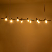 GLOBOSTAR® ALFREDA 01242 Μοντέρνο Κρεμαστό Φωτιστικό Οροφής με Ντουί 10 x E27 AC 220-240V IP20 - Μαύρο - Μ140 x Π18 x Υ7cm