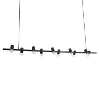 GLOBOSTAR® ALFREDA 01242 Μοντέρνο Κρεμαστό Φωτιστικό Οροφής με Ντουί 10 x E27 AC 220-240V IP20 - Μαύρο - Μ140 x Π18 x Υ7cm