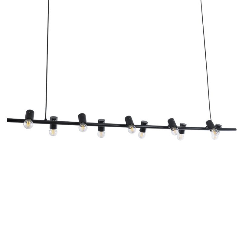 GLOBOSTAR® ALFREDA 01242 Μοντέρνο Κρεμαστό Φωτιστικό Οροφής με Ντουί 10 x E27 AC 220-240V IP20 - Μαύρο - Μ140 x Π18 x Υ7cm