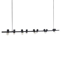 GLOBOSTAR® ALFREDA 01242 Μοντέρνο Κρεμαστό Φωτιστικό Οροφής με Ντουί 10 x E27 AC 220-240V IP20 - Μαύρο - Μ140 x Π18 x Υ7cm