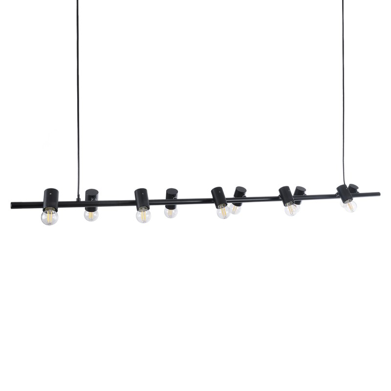 GLOBOSTAR® ALFREDA 01242 Μοντέρνο Κρεμαστό Φωτιστικό Οροφής με Ντουί 10 x E27 AC 220-240V IP20 - Μαύρο - Μ140 x Π18 x Υ7cm