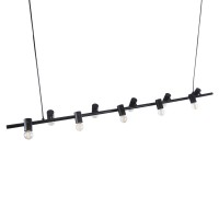 GLOBOSTAR® ALFREDA 01242 Μοντέρνο Κρεμαστό Φωτιστικό Οροφής με Ντουί 10 x E27 AC 220-240V IP20 - Μαύρο - Μ140 x Π18 x Υ7cm