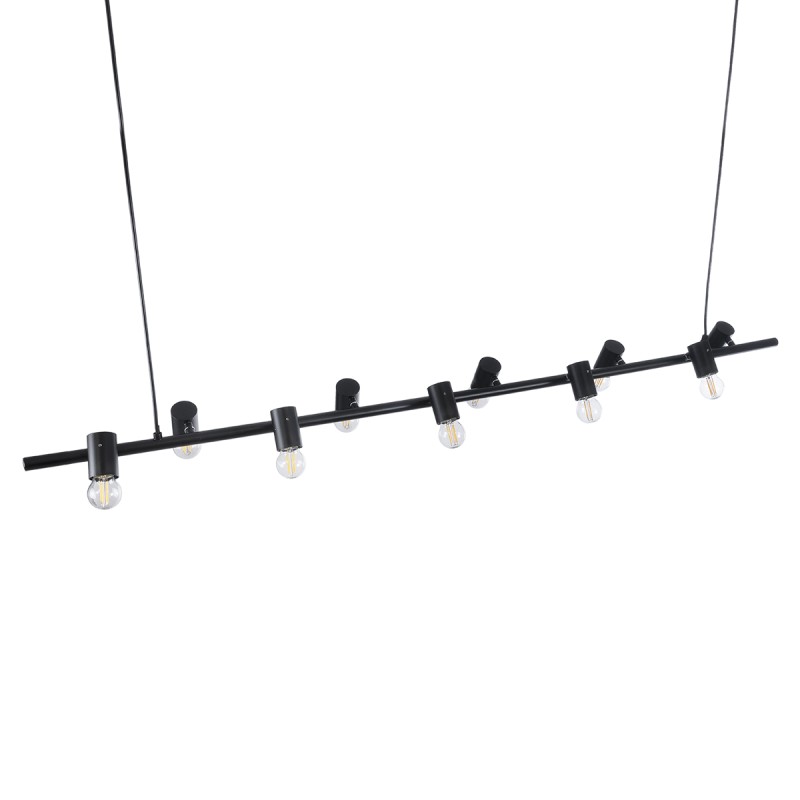 GLOBOSTAR® ALFREDA 01242 Μοντέρνο Κρεμαστό Φωτιστικό Οροφής με Ντουί 10 x E27 AC 220-240V IP20 - Μαύρο - Μ140 x Π18 x Υ7cm