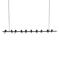 GLOBOSTAR® ALFREDA 01242 Μοντέρνο Κρεμαστό Φωτιστικό Οροφής με Ντουί 10 x E27 AC 220-240V IP20 - Μαύρο - Μ140 x Π18 x Υ7cm