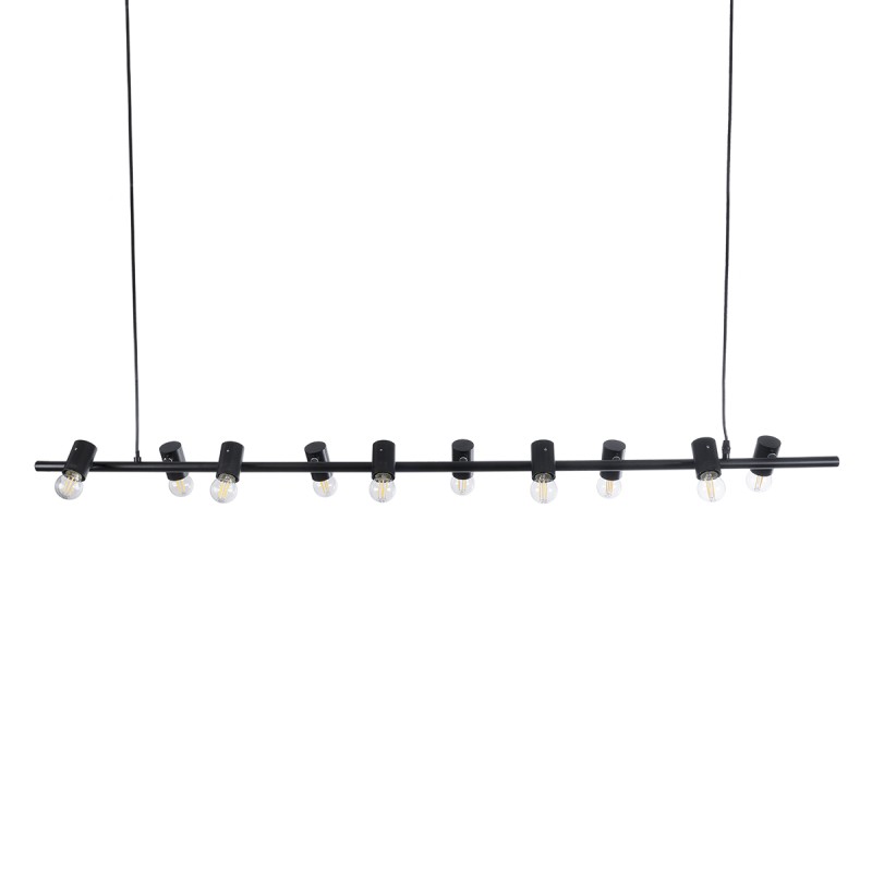 GLOBOSTAR® ALFREDA 01242 Μοντέρνο Κρεμαστό Φωτιστικό Οροφής με Ντουί 10 x E27 AC 220-240V IP20 - Μαύρο - Μ140 x Π18 x Υ7cm