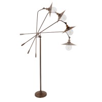 GLOBOSTAR® SILENE 01243 Vintage Επιδαπέδιο Φωτιστικό με Ντουί 1 x E27 AC 220-240V IP20 - Μαύρο & Χρυσό - Μ30 x Π30 x Υ194cm
