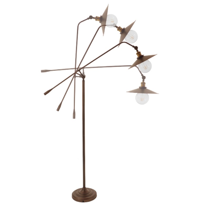 GLOBOSTAR® SILENE 01243 Vintage Επιδαπέδιο Φωτιστικό με Ντουί 1 x E27 AC 220-240V IP20 - Μαύρο & Χρυσό - Μ30 x Π30 x Υ194cm